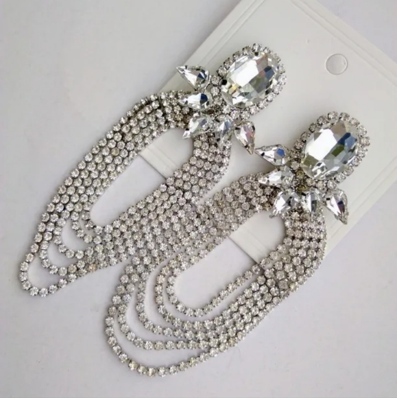 Glamorous Rhinestone Earrings - Picture 4 of 5